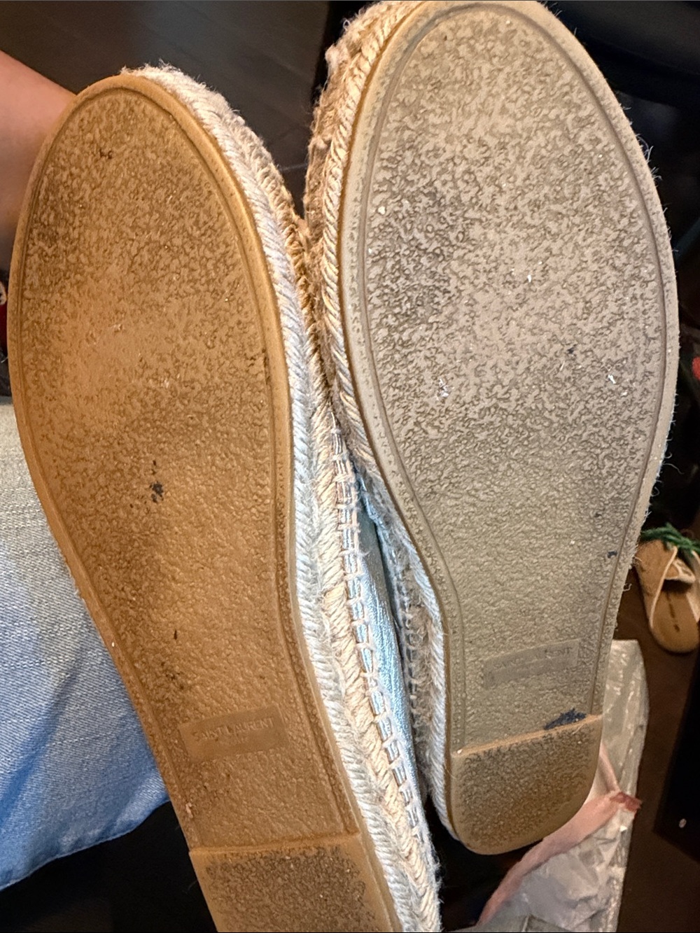 Saint Laurent Metallic Gold Leather Loafers with YSL Logo - Picture 2 of 4